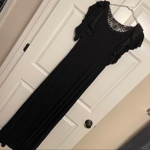 Free People Black Ruffle Cotton Maxi